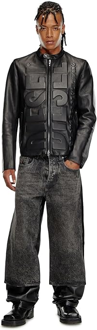 Amazon.co.jp: [Diesel] [ディーゼル] メンズ レザージャケット ロゴ